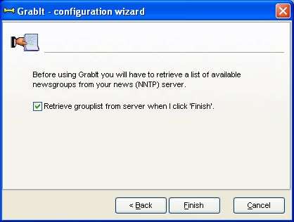 GrabIt - configuration Wizard: pobieranie listy grup dyskusyjnych.