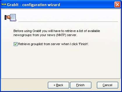 GrabIt - configuration Wizard: download list of newsgroups.